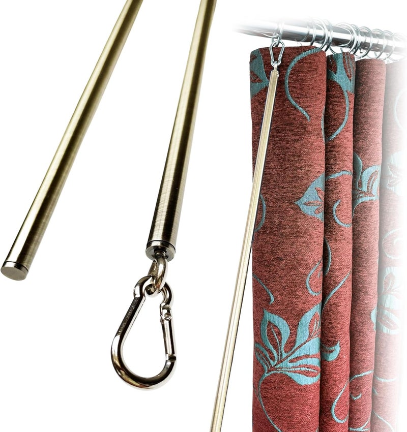 OooWow 46 inch (2 Pack) Light Bronze Iron Curtain Pull Wand - Drapery Pull Rod - Versatile Curtain Wand - Metal Drapery Wand - Drapery Pull Rod (46in AB 2pk) - Image 1